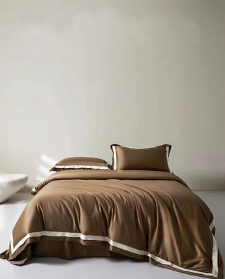 Élégante fourchette de lit de mariage 400TC avec drap et couverture de couette