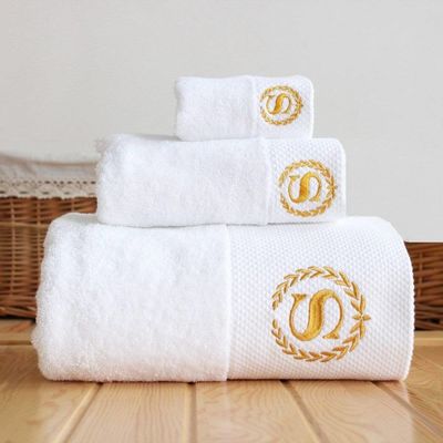 Logo personnalisé Set de serviettes d'hôtel Large bande Velours de corail 35*75cm 70*140cm Absorbant doux