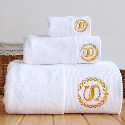 Logo personnalisé Set de serviettes d'hôtel Large bande Velours de corail 35*75cm 70*140cm Absorbant doux
