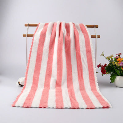 360 gsm couleur rayée de laine de corail de laine de visage serviette de bain 5 pièces avec logo personnalisé