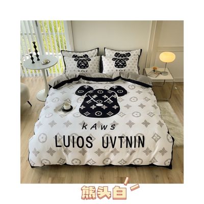 Découvrez le confort et le style avec ce lit en coton brossé en blanc brun