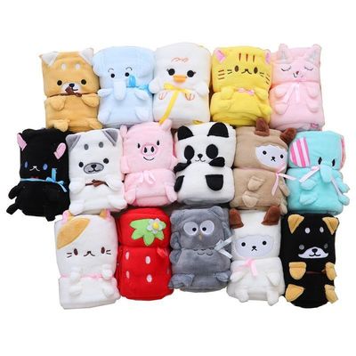 Couverture en rouleau douce de 220g pour bébé, animation d'animaux drôles, laine en peluche, couverture de lit