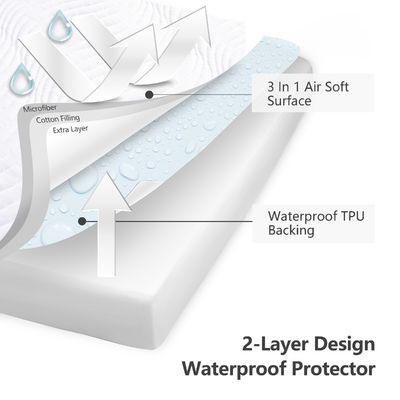 100% Tissu en polyester Blanc Dropshipping imperméable à l'eau 3D couche d'air Couverture de matelas pour punaises de lit