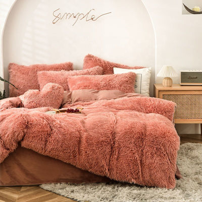 Couette rose en peluche faite à la main avec velours artificiel super doux et couverture moelleuse