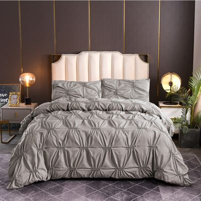 3 pièces de lit ensemble de couleur pure et simple artisanat de fleurs de fougères 100% polyester couverture de couette ensemble protecteur d'oreiller