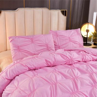 3 pièces de lit ensemble de couleur pure et simple artisanat de fleurs de fougères 100% polyester couverture de couette ensemble protecteur d'oreiller