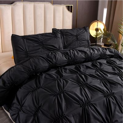 3 pièces de lit ensemble de couleur pure et simple artisanat de fleurs de fougères 100% polyester couverture de couette ensemble protecteur d'oreiller