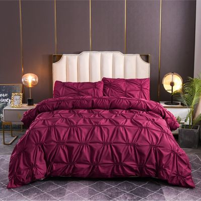 3 pièces de lit ensemble de couleur pure et simple artisanat de fleurs de fougères 100% polyester couverture de couette ensemble protecteur d'oreiller