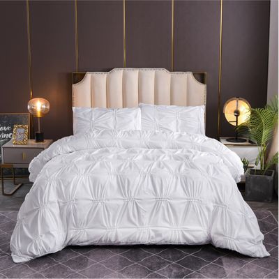 3 pièces de lit ensemble de couleur pure et simple artisanat de fleurs de fougères 100% polyester couverture de couette ensemble protecteur d'oreiller
