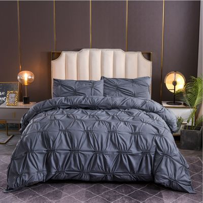 3 pièces de lit ensemble de couleur pure et simple artisanat de fleurs de fougères 100% polyester couverture de couette ensemble protecteur d'oreiller