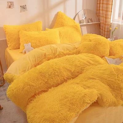 Home Hotel Queen Size Lit ensemble avec feuille de jupe en satin et couverture de coton velours