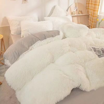 Home Hotel Queen Size Lit ensemble avec feuille de jupe en satin et couverture de coton velours