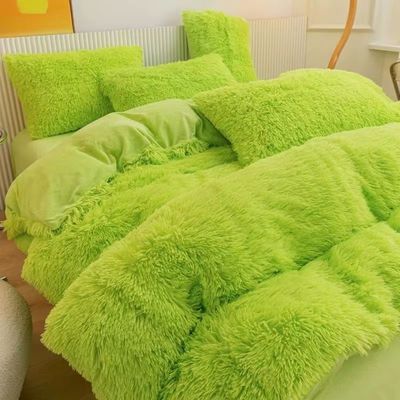 Home Hotel Queen Size Lit ensemble avec feuille de jupe en satin et couverture de coton velours