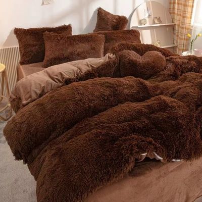 Home Hotel Queen Size Lit ensemble avec feuille de jupe en satin et couverture de coton velours