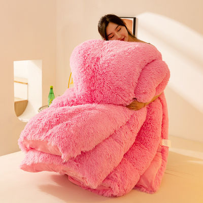 Couette d'hiver épaissie pour toutes les saisons avec velours de vison pour cheveux longs et chaleur 100% polyester