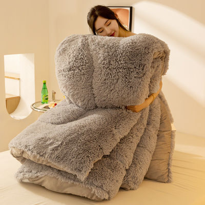 Couette d'hiver épaissie pour toutes les saisons avec velours de vison pour cheveux longs et chaleur 100% polyester