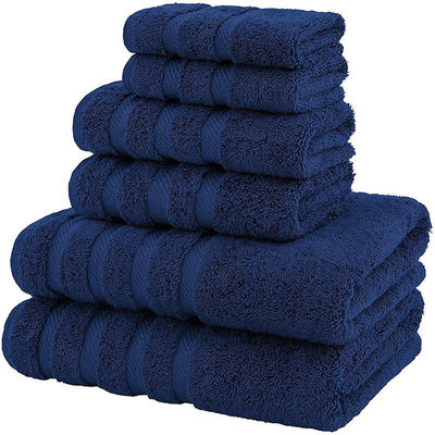 Très absorbant 6 pièces 100% coton ensemble de serviettes de luxe Dobby Bordure pour la douche de salle de bain