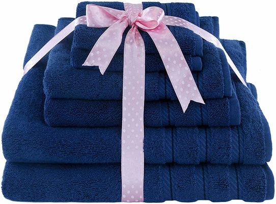 Très absorbant 6 pièces 100% coton ensemble de serviettes de luxe Dobby Bordure pour la douche de salle de bain