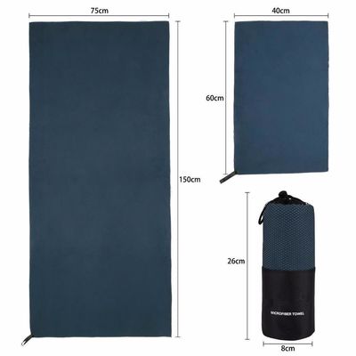 Tissu personnalisé légère super absorbant serviette de voyage de sport avec sac à main
