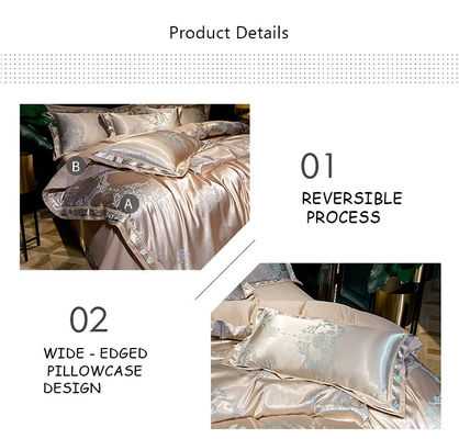 Mariage Jacquard Imprimé Luxe King Size Satin de soie Lit mis en place pour un confort durable