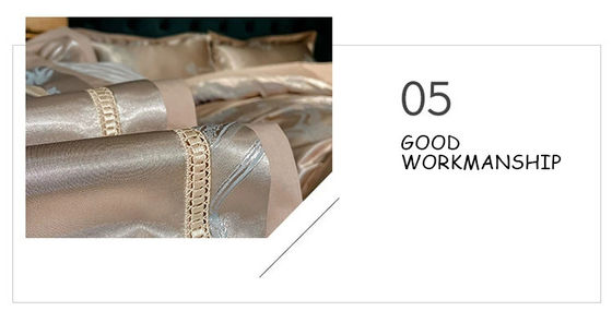 Mariage Jacquard Imprimé Luxe King Size Satin de soie Lit mis en place pour un confort durable
