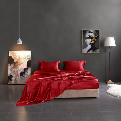 Impression réactive de luxe de la soie de satin Lit ensemble de pure mûrier 19 Momme soie 4pcs pour la maison