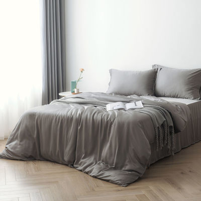 300TC draps de lit en bambou taille standard et motif solide pour un ensemble de lit de luxe