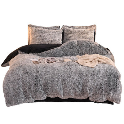 Couleur arc-en-ciel Faux fourrure velours Fluffy Plush Lit doux Ensemble 4 pièces Parfait pour la maison