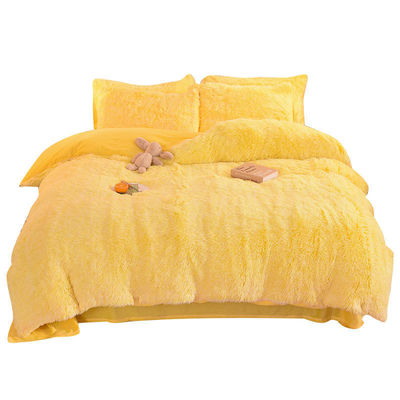Couleur arc-en-ciel Faux fourrure velours Fluffy Plush Lit doux Ensemble 4 pièces Parfait pour la maison