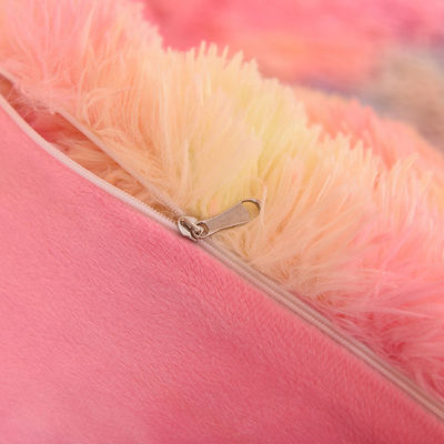 Couleur arc-en-ciel Faux fourrure velours Fluffy Plush Lit doux Ensemble 4 pièces Parfait pour la maison