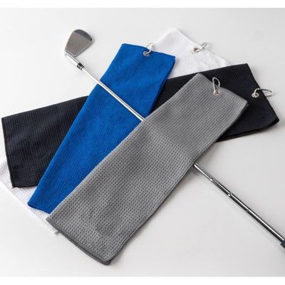 Microfibre toute saison serviette de balle de golf logo personnalisé Waffle serviette de golf avec grommet et Ho