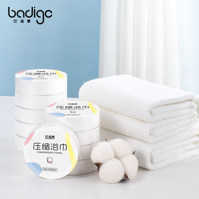 Tissu non-tissé serviette compressée jetable pour le voyage Tablette en coton de bain de grande taille
