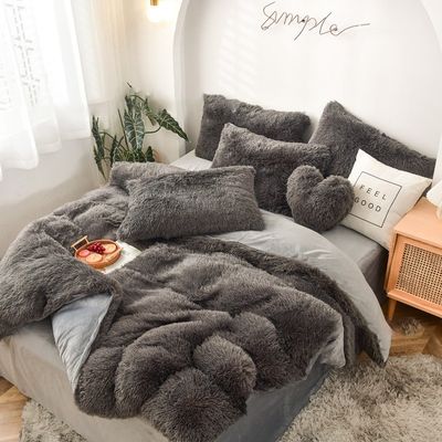 Fluffy Plush Faux Fur Velvet Shaggy Queen King Size Couverture de couette