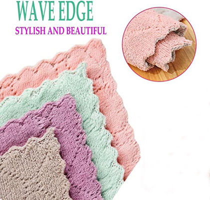 Tissu de nettoyage en microfibre de design tricoté pour le kit de maison sans lingots et multicolore