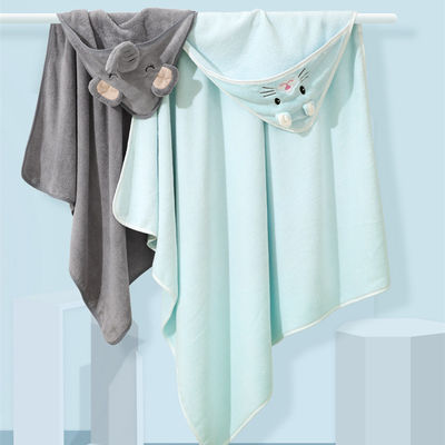 Maison dessin animé design velours encapuchonné bébé enfants serviette de bain avec une bonne absorption 80 * 80cm