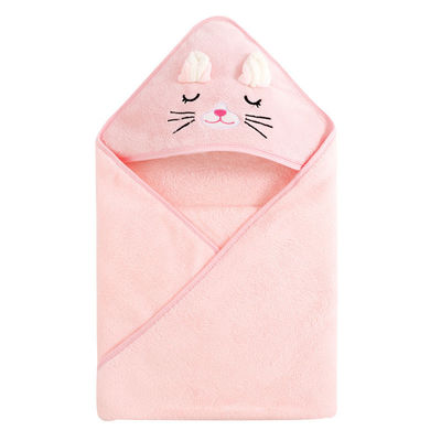 Maison dessin animé design velours encapuchonné bébé enfants serviette de bain avec une bonne absorption 80 * 80cm