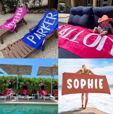 Antimicrobien Nom Personnalisé serviette de plage Parfait pour les vacances d'anniversaire