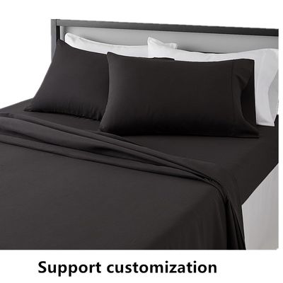Lavé en microfibre super douce 4 pièces Lit avec poches profondes Queen Noir Solid