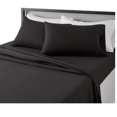 Lavé en microfibre super douce 4 pièces Lit avec poches profondes Queen Noir Solid