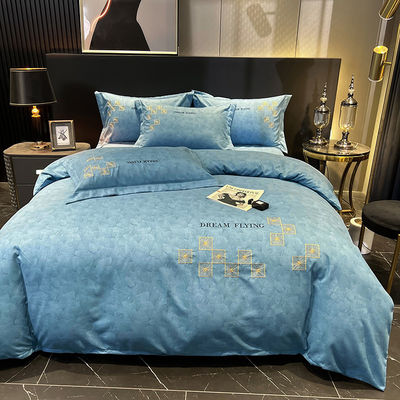 Ensembles de literie en coton égyptien de luxe pour la maison textile avec rideaux assortis pour le lit king size