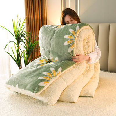 Ensemble de literie personnalisée épaissie en laine d'agneau chaude avec 100% de tissu de polyester