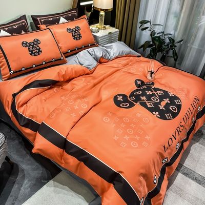 100% polyester ensemble de lit de mariage en quatre pièces pour l' hôtel et la maison